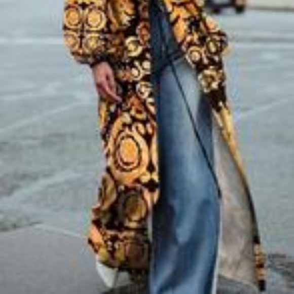 Romantic Silky Button-Up/Tie-Waist Ruffle Duster - Picture 3 of 12